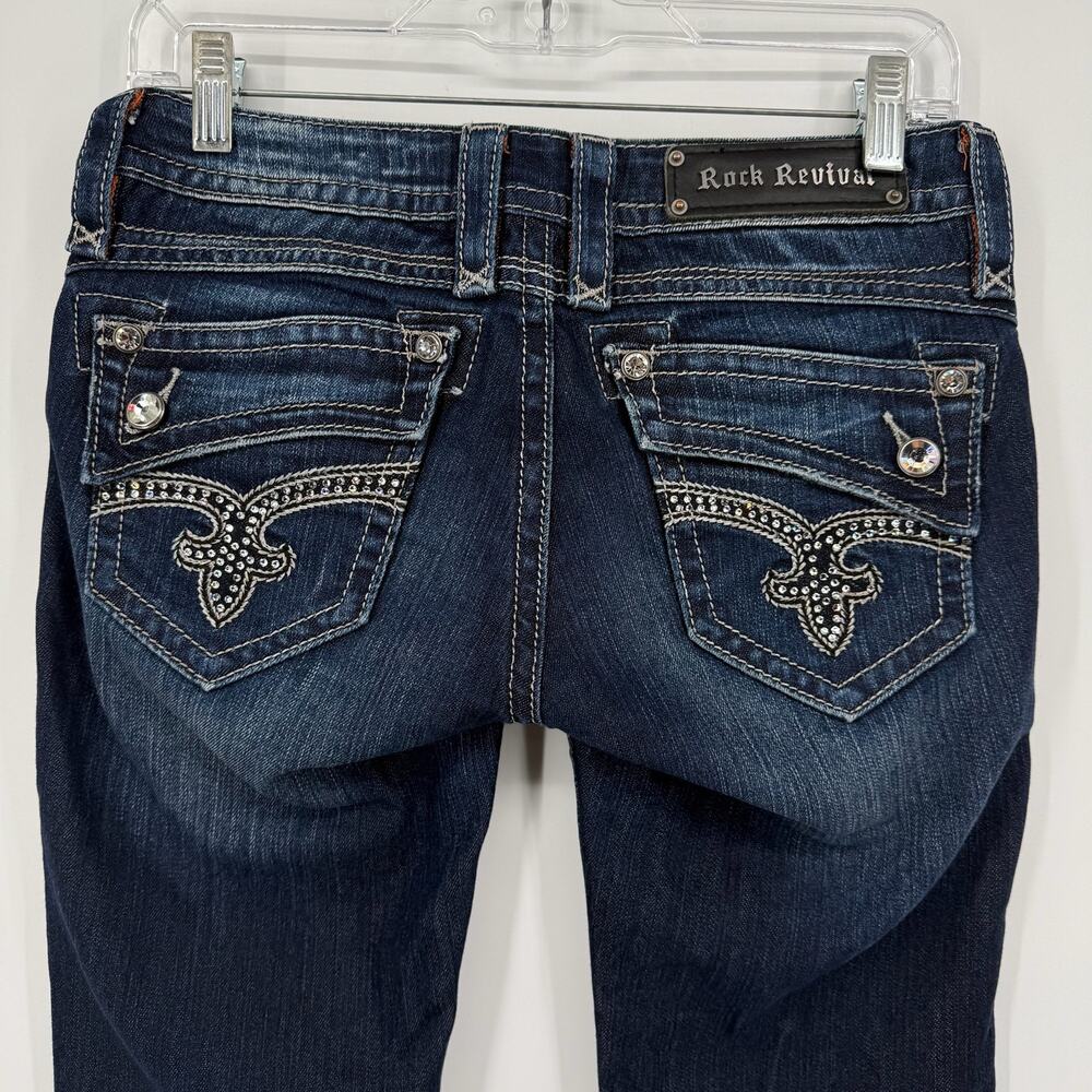 VTG y2k Women's Low Rise Rock Revival Johanna Dark Wash Denim Skinny Jeans Sz 27 - Picture 8 of 9